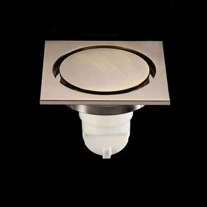 DecorBites™ Brass Square Shower Room Floor Drain with Hair Strainer - 10*10cm