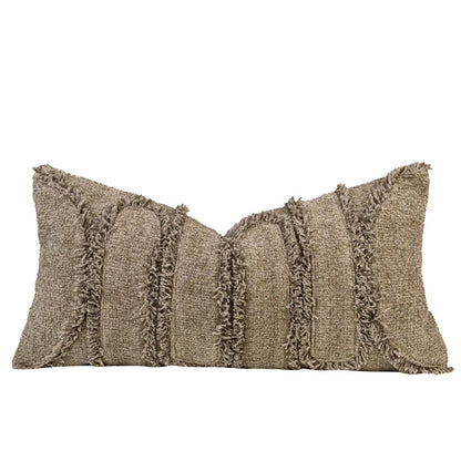 DecorBites™ Chestnut Brown Wabi Sabi Lumbar Pillow Case with Heavy Texture