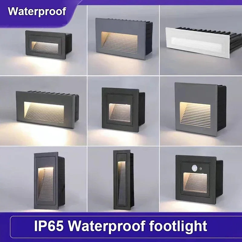 Aplique de pared LED empotrable DecorBites™ para escalones y escaleras exteriores, resistente al agua IP65.