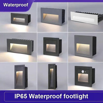Aplique de pared LED empotrable DecorBites™ para escalones y escaleras exteriores, resistente al agua IP65.