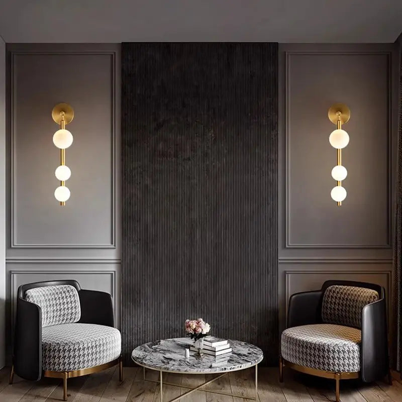 DecorBites™ Glass Ball Wall Lights Living Room Coffee Shop Gold Black Pearl Mirror Light