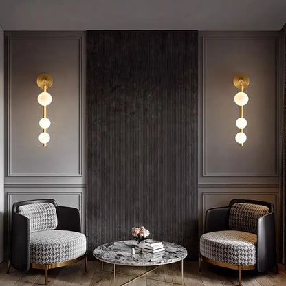 DecorBites™ Glass Ball Wall Lights Living Room Coffee Shop Gold Black Pearl Mirror Light