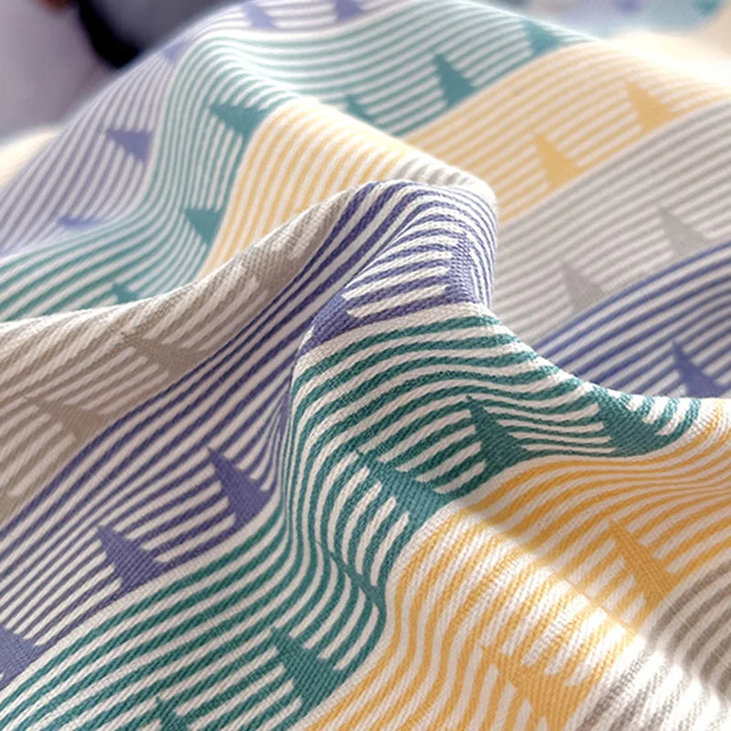 طقم غطاء لحاف مخطط من القطن من DecorBites™ لسرير مفرد مزدوج - خريف وشتاء