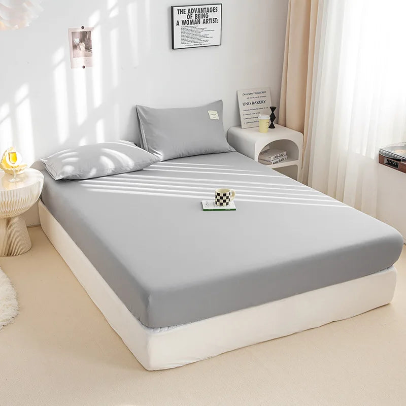 Decobites Solid Color Fitted Sheet 150x200 Queen Bed Soft Skin Friendly 180x200 Mattress Cover