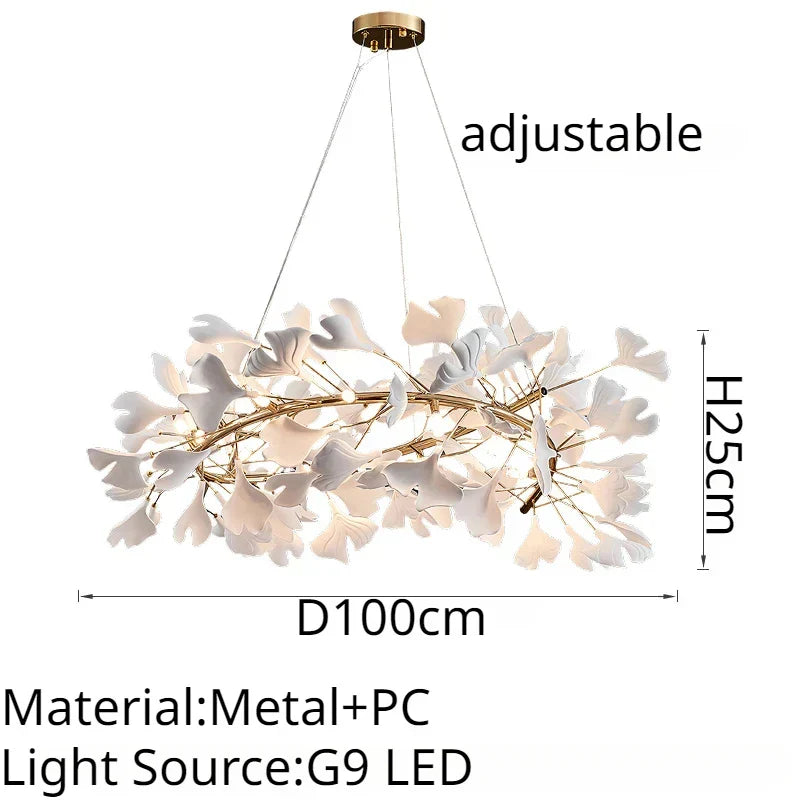 Lámpara de Araña Cerámica Rama de Hoja Decorbites™ | Lámpara de Iluminación Moderna Dorada para Sala de Estar