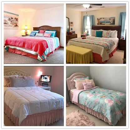 DecorBites™ Elastic Bed Skirt - Soft Wrap Around Ruffles - Fade Resistant Solid Color