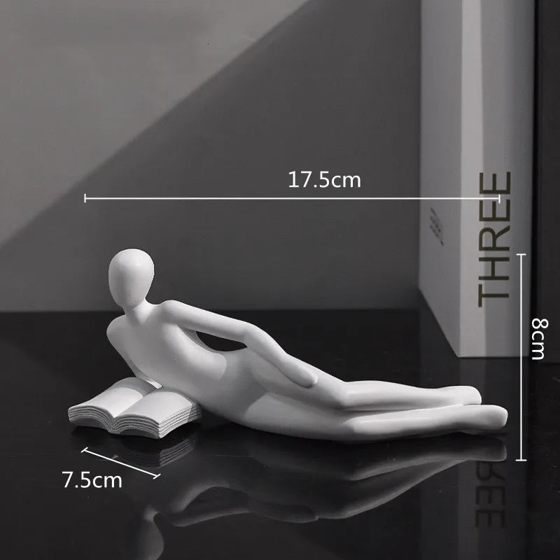 DecorBites™ Golden Thinker Reader Man Resin Figure: Abstract Home Decor Figurine