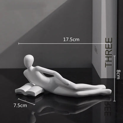 DecorBites™ Golden Thinker Reader Man Resin Figure: Abstract Home Decor Figurine