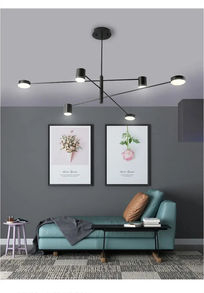 DecorBites™ Modern Black Chandelier: Nordic Style Home Lighting