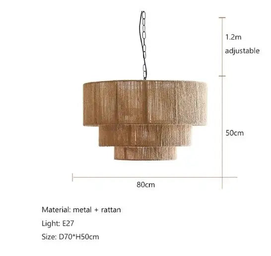 DecorBites™ Hemp Rope Pendant Lights Wall Sconce for Living Room Bedroom Japanese Style