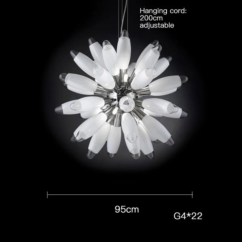 Glass Globe LED Chandelier 110cm Gold Hardware