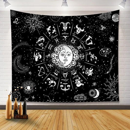 Decobites Sun Moon Mandala Fabric Poster Tapestry - Home Wall Hanging, Room Decor & Psychedelic Art