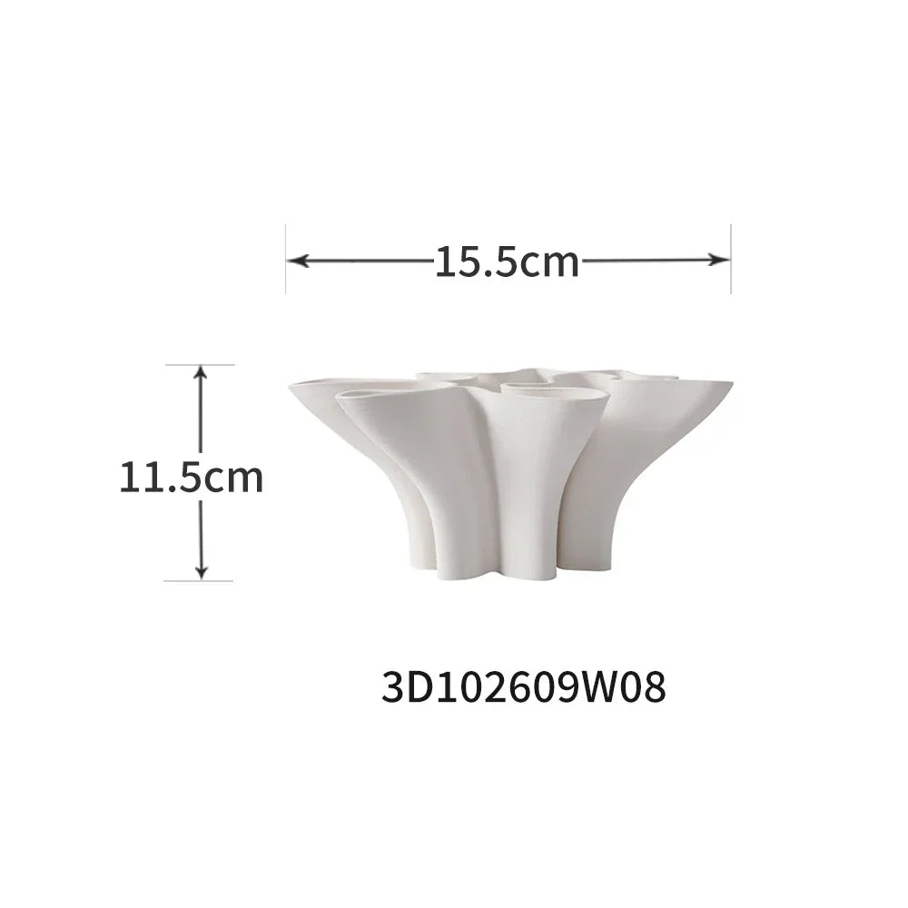 مزهرية خزفية هندسية قابلة للطي من DecorBites™: منحوتة يدوية تجريدية لتزيين المنزل