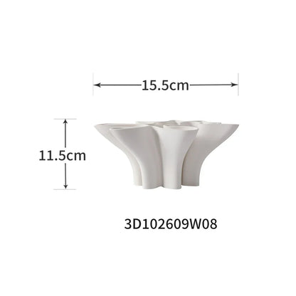 مزهرية خزفية هندسية قابلة للطي من DecorBites™: منحوتة يدوية تجريدية لتزيين المنزل