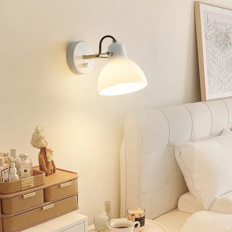 Decorbites™ aplique de pared LED de vidrio blanco estilo japonés con iluminación ajustable