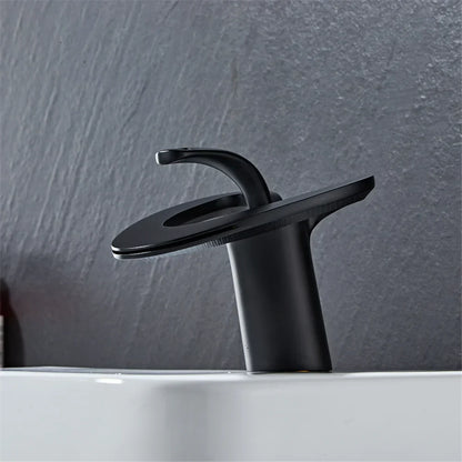 DecorBites™ Black Gray Brass Waterfall Basin Faucet Hot Cold Mixer Tap White Gold