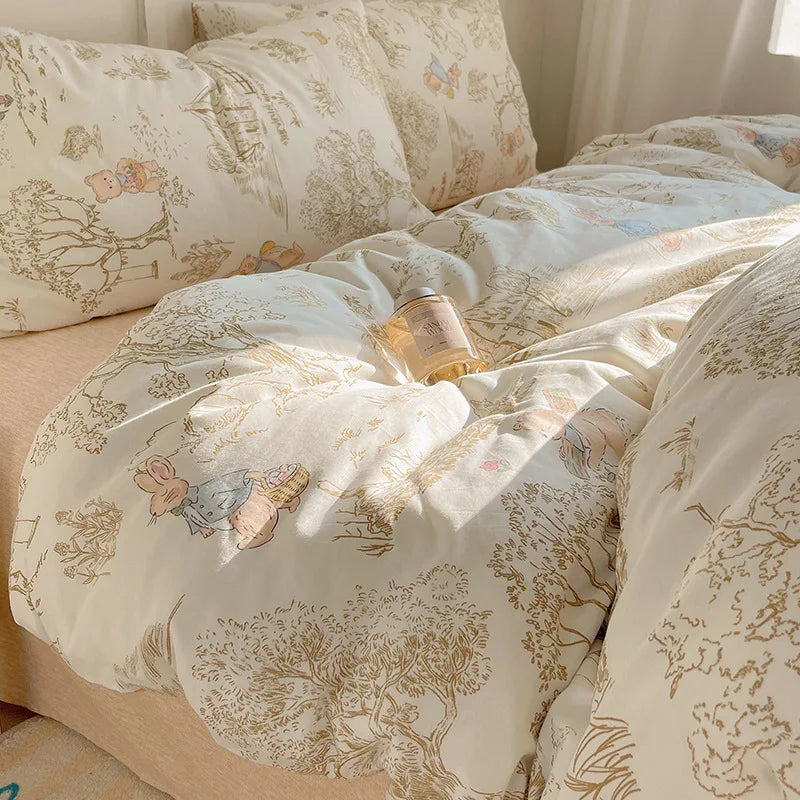 طقم سرير قطني مطبوع عليه رسوم متحركة من DecorBites™ لجميع المواسم