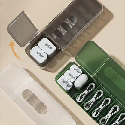 Caja de cables DecorBites™: Organizador de escritorio para cargador, cable y teléfono | Almacenamiento con tapa