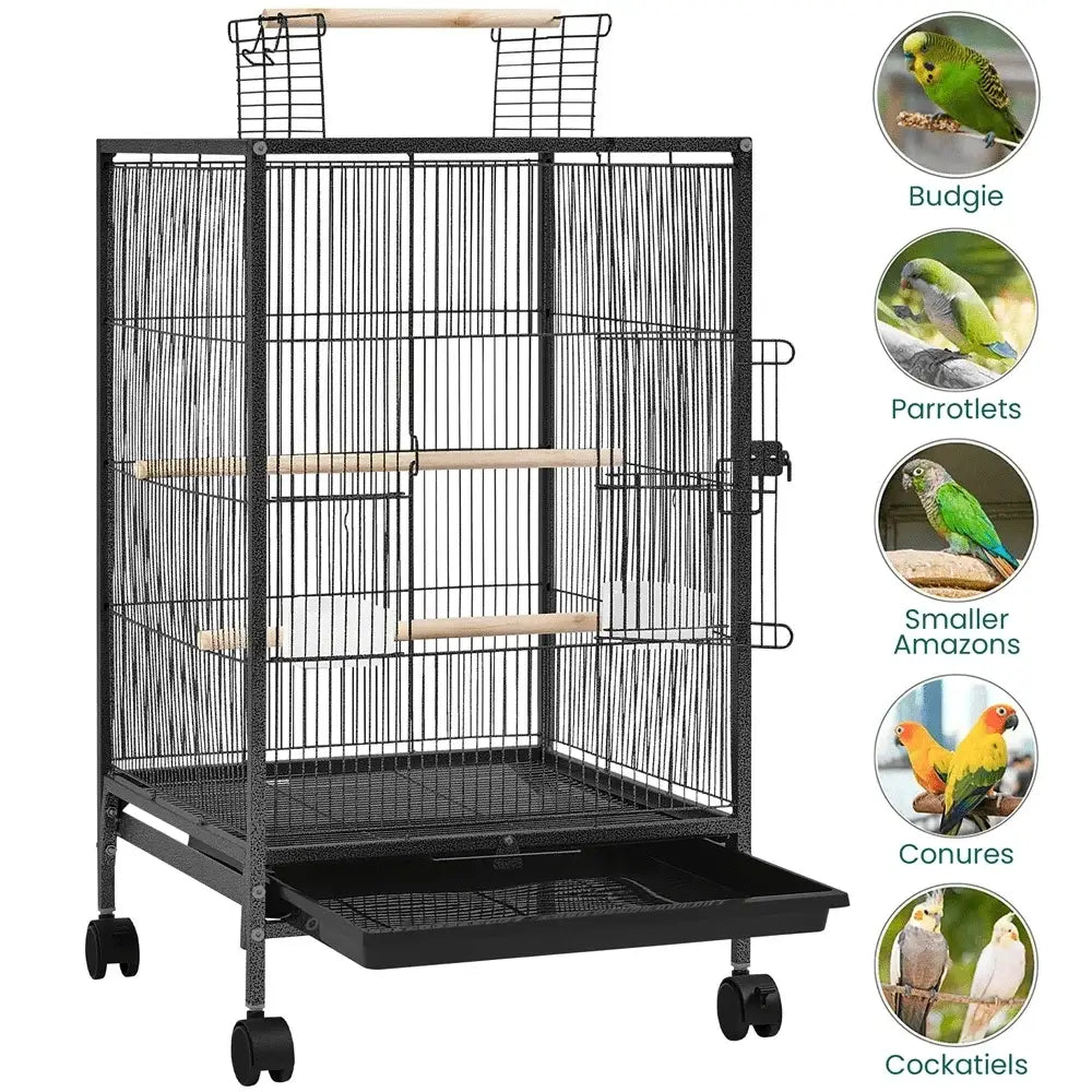 Decorbites™ 31-Zoll Vogelkäfig mit Rädern und offenem Oberteil für Papageien