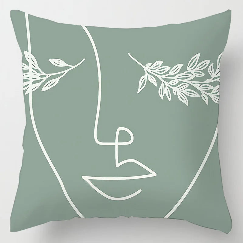 Funda de cojín DecorBites™ con estampado de hojas geométricas para decoración y confort del hogar