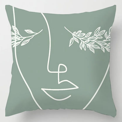 Funda de cojín DecorBites™ con estampado de hojas geométricas para decoración y confort del hogar