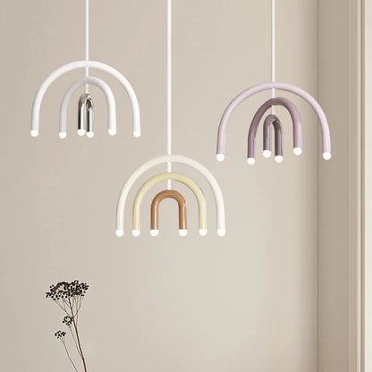Italian Rainbow U-Shaped Pendant Light in Cream Aluminum