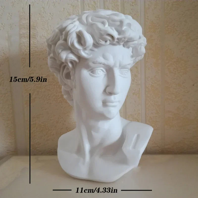 DecorBites™ David Statue Head Sculpture Mini Gypsum Resin Art Craft Home Decor
