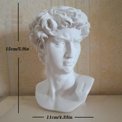 DecorBites™ David Statue Head Sculpture Mini Gypsum Resin Art Craft Home Decor