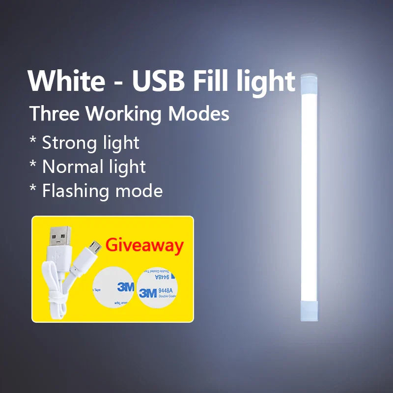 Lámpara de relleno LED DecorBites™: Lámpara recargable y colorida para selfies, ideal para fotografía y vídeos.