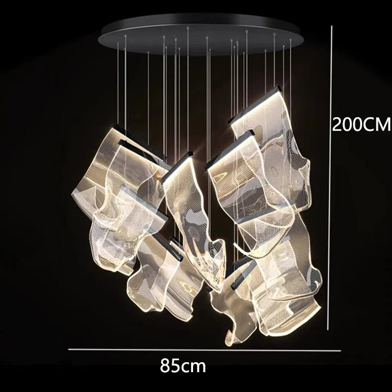 DecorBites™ Crystal Chandelier Stair Pendant Lamp Living Room Lighting