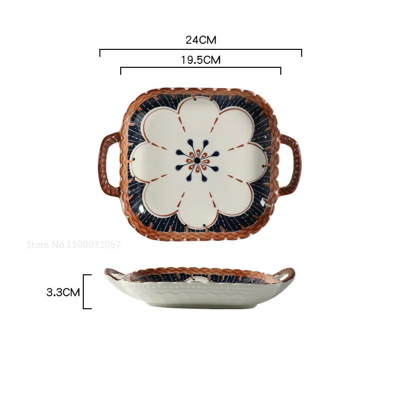 DecorBites™ Japanese Ceramic Baking Bowl with Handle for Microwave Oven and Noodle - 1PCS