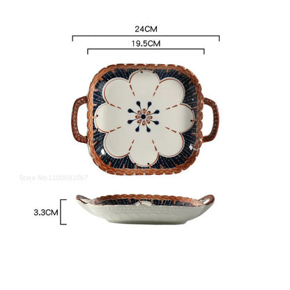 DecorBites™ Japanese Ceramic Baking Bowl with Handle for Microwave Oven and Noodle - 1PCS