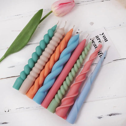 Long Candle Silicone Open and Close Mold Spiral Twist Shape Geometry Soap Resin Mould Chocolate Making Tools Wedding Home Decor