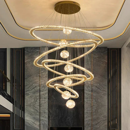 DecorBites™ Crystal Chandelier: Luxury Stair Pendant Light for Living Room, Ceiling & Indoor Lighting