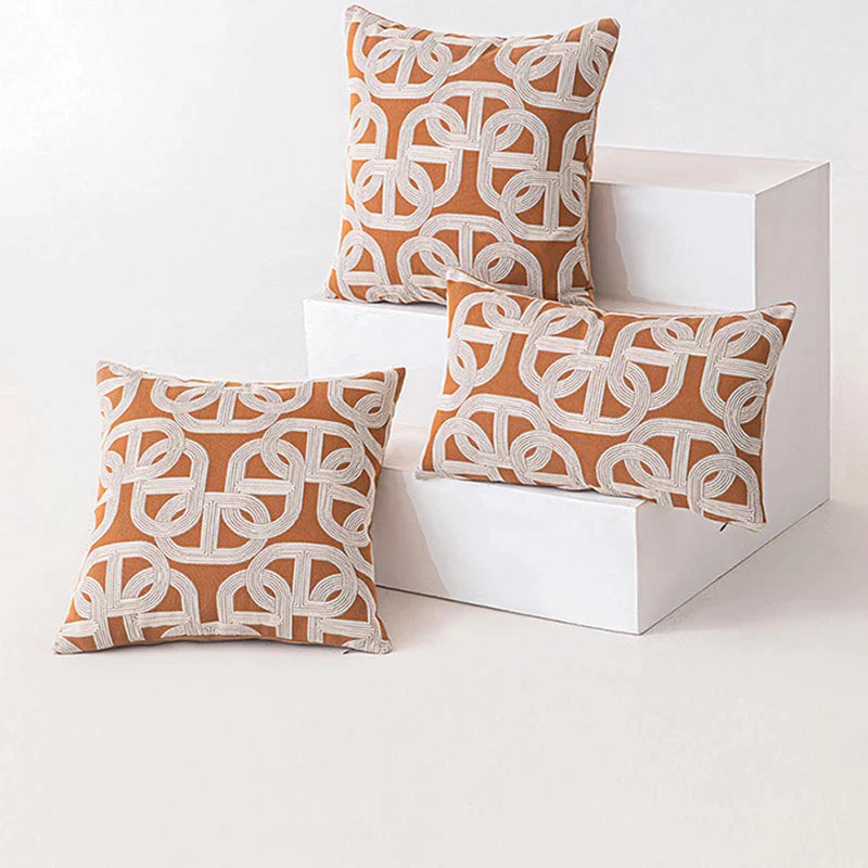 DecorBites™ Brown Coffee Geometric Jacquard Cushion Cover: High Precision & Light Luxury Modern Pillow Case for Home Decor