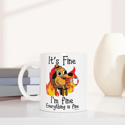 1pc 11oz It's Fine Funny Puppy Coffee Mug Tea Cup Coffee Cup Funny Birthday Gifts for Women and Men Ceramic Mug Personalized Cup