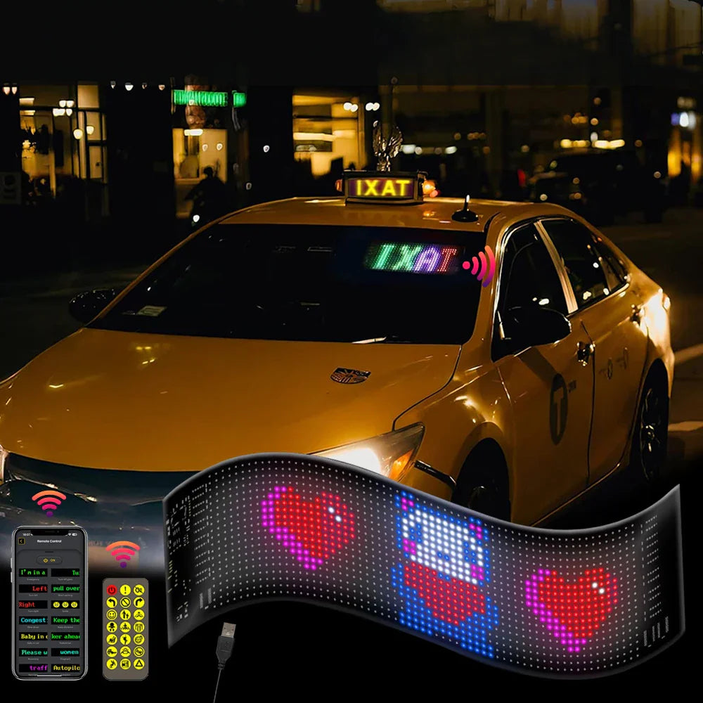 DecorBites™ LED Matrix Panel: Bluetooth Programmable Logo Display for Car Windows