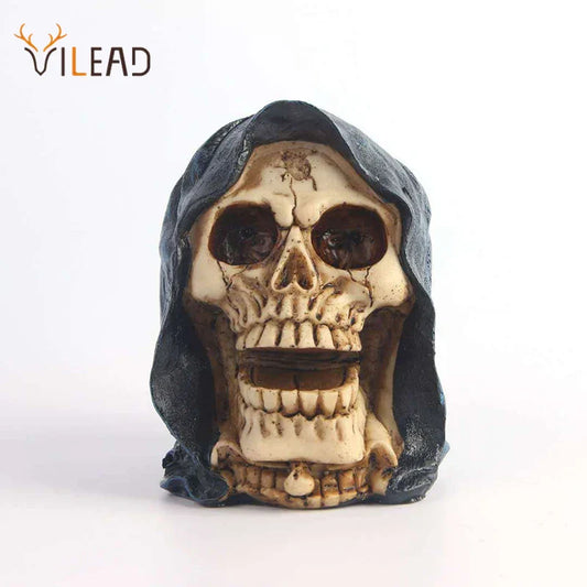 DecorBites™ Gothic Resin Skull Statue Decor for Halloween Horror Party