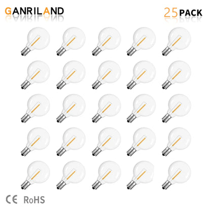 لمبات DecorBites™ G40 LED PET بقوة 1 وات - قاعدة لولبية E12 - لمبات كروية مقاومة للكسر - مصابيح خيطية خارجية