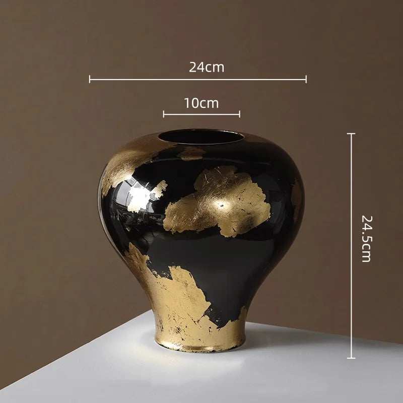 Jarrón de cerámica con lámina de oro Decorbites™ para arreglo floral y decoración del hogar