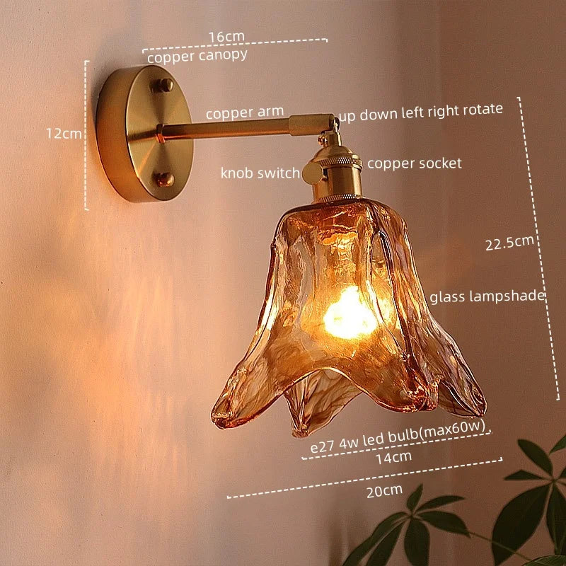 DecorBites™ Amber Glass LED Wall Lamps for Living Room and Bathroom Mirror Lighting