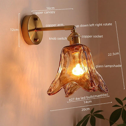 DecorBites™ Japanese Style LED Wall Lamps Living Room Coffee Balcony Stair Light Copper Glass