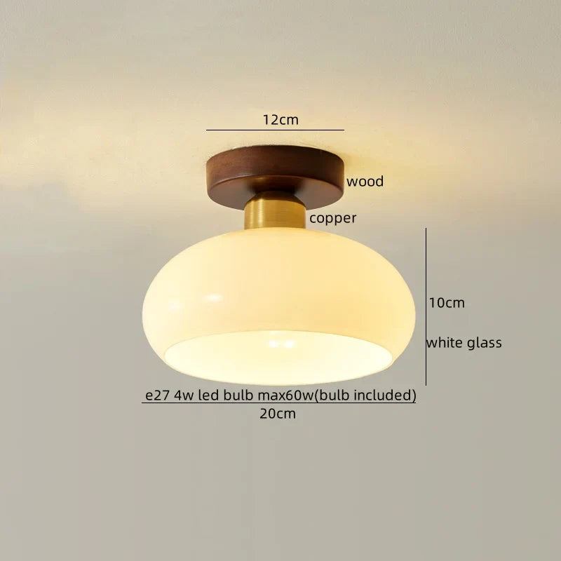 DecorBites™ Glass LED Ceiling Lamp Copper Walnut Modern Living Room Lighting Fixtures