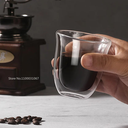 DecorBites™ 5PCS Double Wall Glass Coffee Mugs Set, 150ml Insulated Cups for Bar Tea Juice