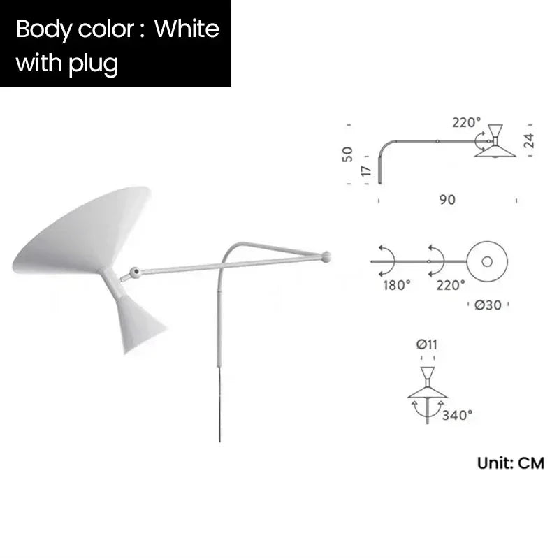 Aplique de pared giratorio DecorBites™ de diseño industrial para sala de estar y dormitorio