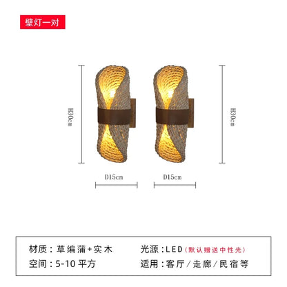 DecorBites™ Japanese Wabi-Sabi Ratta Weaving Wall Sconce for Home Decor