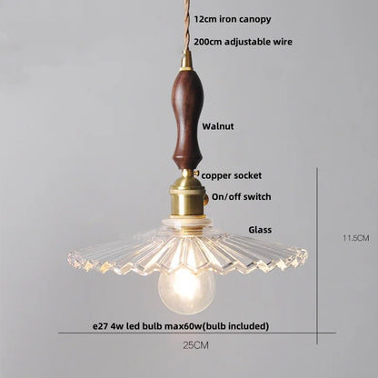 DecorBites™ Glass Copper LED Pendant Lamp with Wire Adjustment & Knob Switch