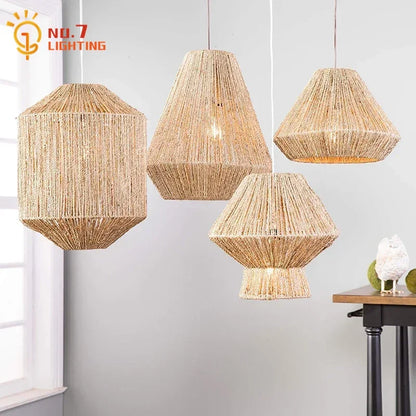 DecorBites™ Japanese Hemp Rope Pendant Lights for Zen Art Living Room Decor