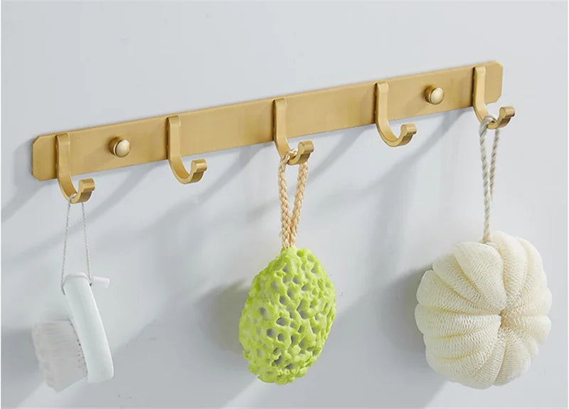 DecorBites™ Brushed Gold Aluminum Robe Hooks Set of 4 - Bathroom & Kitchen Hangers