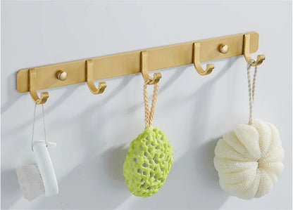 DecorBites™ Brushed Gold Aluminum Robe Hooks Set of 4 - Bathroom & Kitchen Hangers